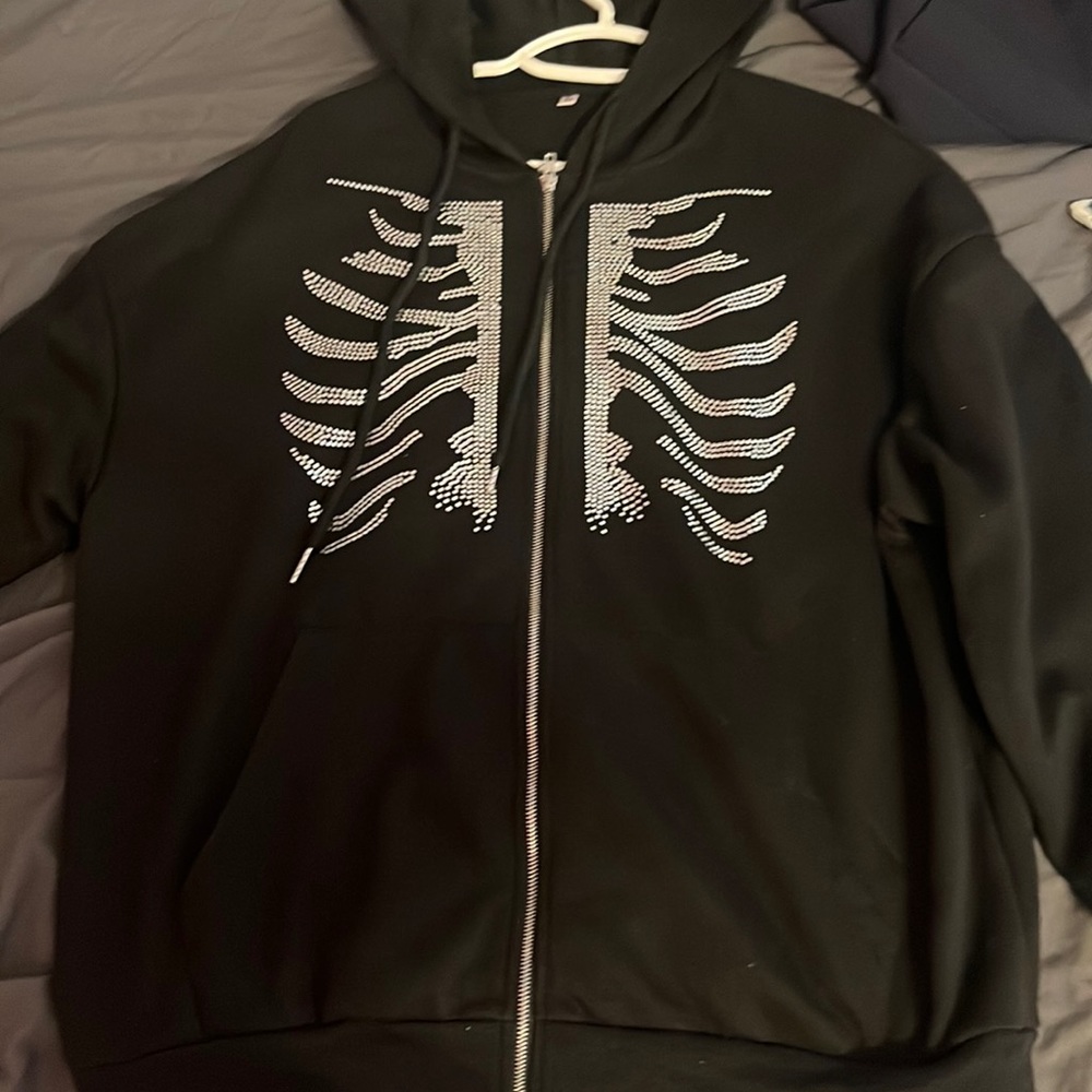 Skeleton Rhinestone Hoodie
